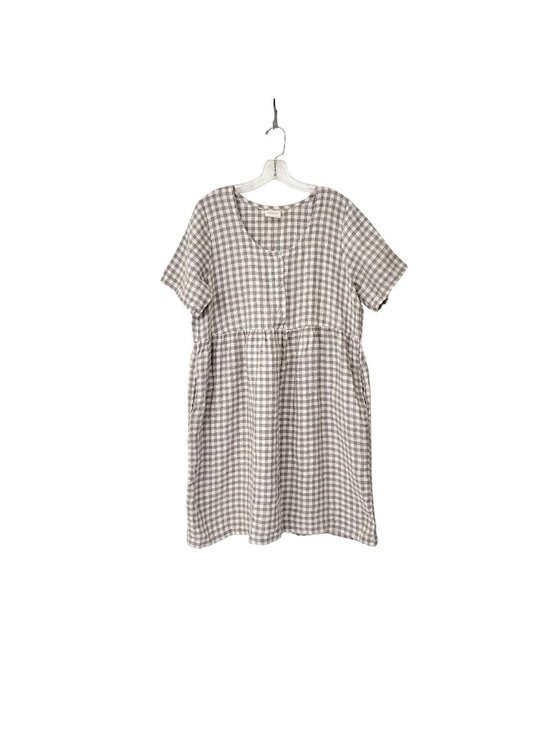 Conscious Clothing Dresses & Skirts - Gingham Linen Dress Tan and White by Conscious Clothing Made in Michigan Size L